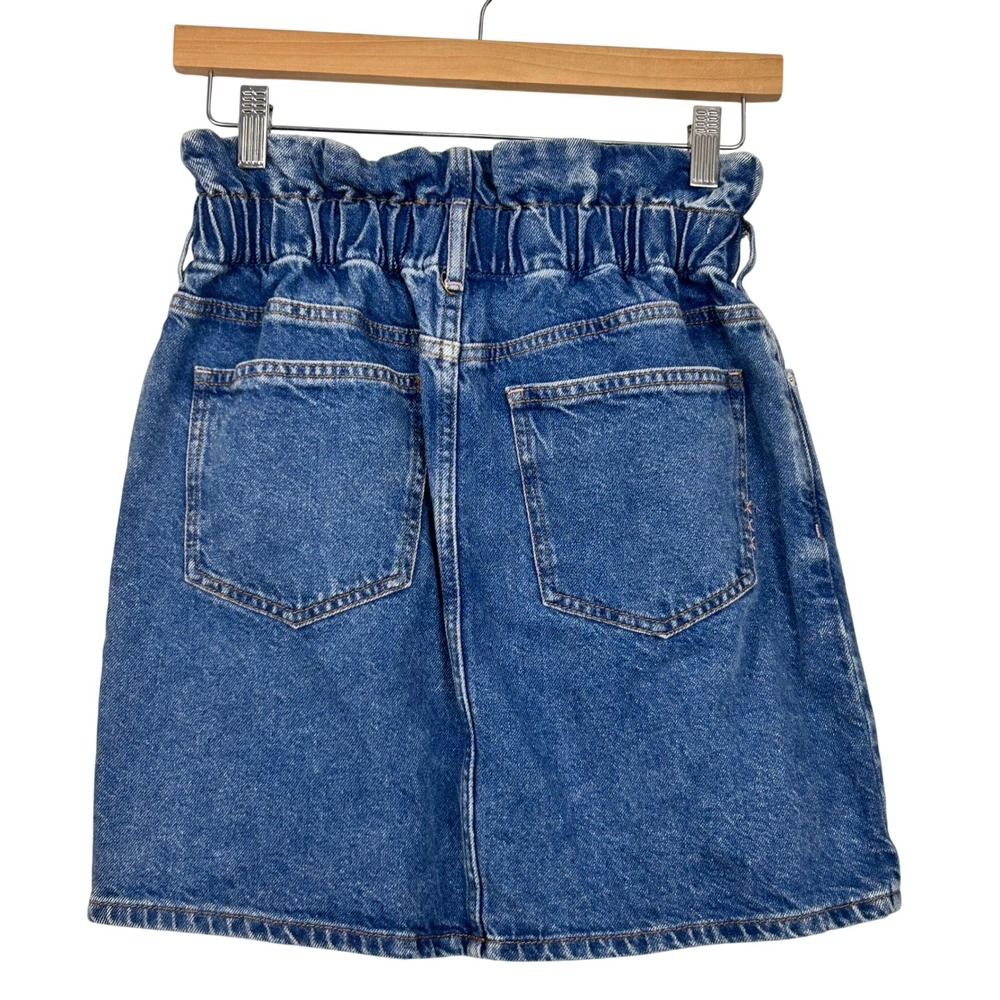 Scotch & Soda Denim Skirt Womens Small Blue Paperbag Waist Button Front Mini - Picture 7 of 9